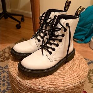 Dr. Martens White Boots with Black Laces Size 6